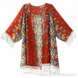 Women Printed Shawl Kimono,Luca Chiffon Cardigan Tops Cover Up Blouse Red B073WVXVLZ